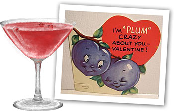 Valentines Cosmopolitan cocktail illustration for Valentines day