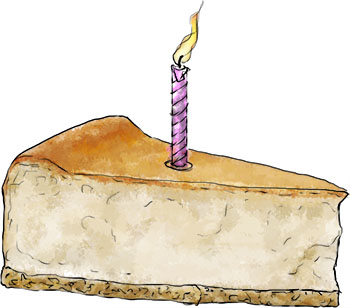 Birthday cheesecake illustration for baked cheesecake recipe