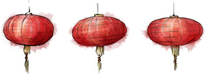 Chinese Lanterns illustration for Chinese new Year recipe