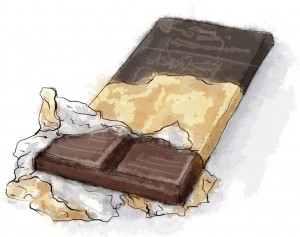 Dark chocolate illustration for chocolate cake recipe