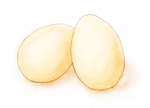 Illustration of two eggs for victoria sponge recipe