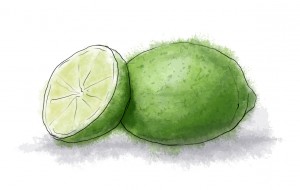 Lime illustration for margarita and corn fritter recipe