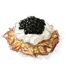 Rosti with caviar and sour cream for canapÃ© core recipes
