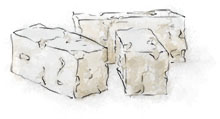 Feta illustration for greek salad with orzo recipe