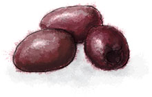 Kalamata Olives illustration for Greek salad with orzo recipe