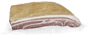 Illustrated pancetta for carbonara recipe