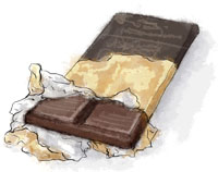 Bar of chocolate illustration for smores recipe