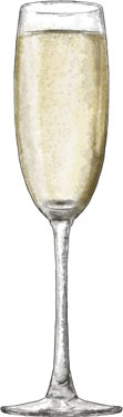 Champagne illustration for easy steak and spinach ecipe