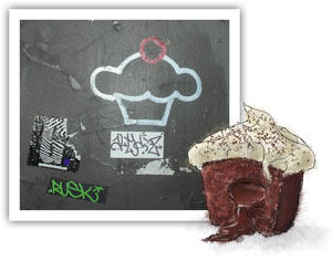 Recipe illustration for molten truffle cupcakes