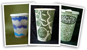Illustrated cups by Gwyneth Leech