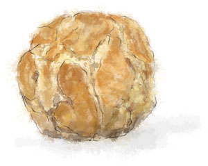 Cheese gougeres for recipe Recipe illustration for cheese gougeres