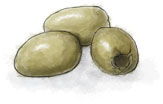 Olives illustration for cinq et sept recipes