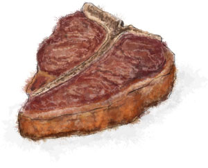 Recipe illustration for t-bone steak recipe