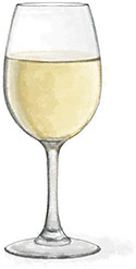 White wine illustration for easy roast chicken with oranges recipe