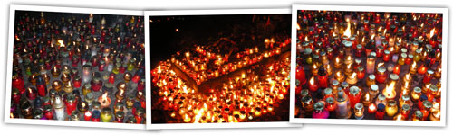 Photos of Warsaw candles for All Souls