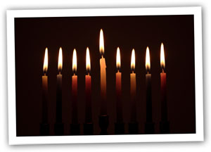 Hanukkah candles to illustrate an apple pierogi recipe