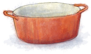 Stew pan illustration for bonfire night chili recipe