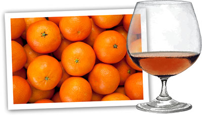 Brandy and clementines for a clementine cake recipe for Christmas