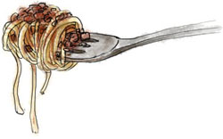 Ragu illustration on a fork