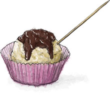 Ice Cream Ball on a Cocktail Stick for a frozen hot chocolate recipe Ice Cream Ball on a Cocktail Stick for a frozen hot chocolate recipe