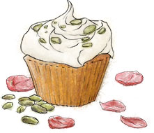 Pistachio cupcake illustration for how to bake a cake