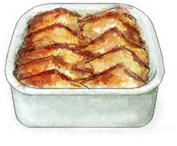 Bread And Butter Pudding illustration for anti-Valentines comfort food recipe Bread And Butter Pudding illustration for anti-Valentines comfort food recipe