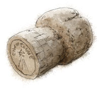 Champagne Cork illustration for valentines cocktail recipe