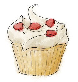Strawberry Cupcake Illustration for valentines day recipes