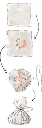 How To Make A Parchment Parcel illustration for salmon en papilotte recipe