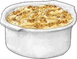 Mac n Cheese illustration for classic mac n cheese recipe