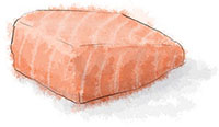 Salmon steak illustration for salmon en papillote recipe