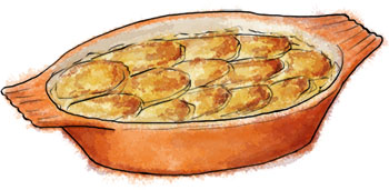 Dauphinoise potato illustration for dauphinoise recipe