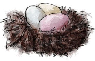 Mini egg basket illustration for Easter egg basket recipe