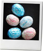 Photo of Hershey Easter eggs to illustrate a nutella chocolate brownie recipe