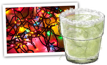 Cinco de Mayo Margarita Illustration and fairy lights.