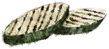 Grilled courgettes illustration for summer salad recipes