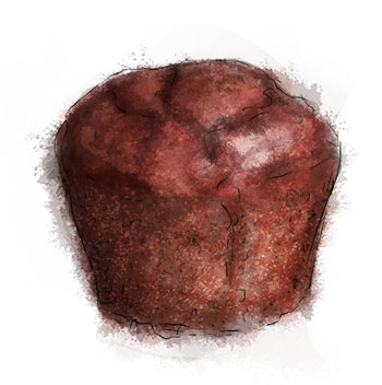 Chocolate Banana Muffin Illustration for muffin recipe