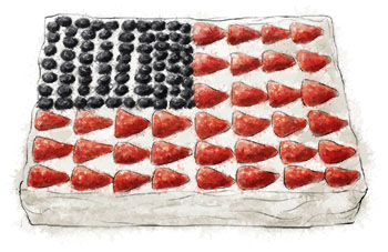 Flag Cake illustration for 4th of july traditional flag cake recipe