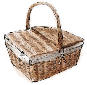 Picnic basket illustration for picnic recipes