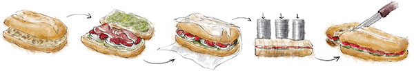 Mediterranean Pressed Sandwich illustration for picnic recipes