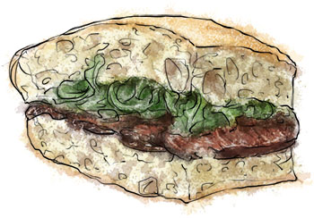 Skirt Steak sandwich recipe illustration