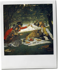 Tissot painting of a decadent French picnic for picnic recipes