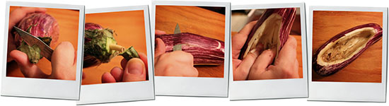 Eggplant Slicing Montage for Imam Bayaldi aubergine recipe
