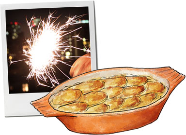 Lancashire Hotpot illustration for Guy Fawkes recipe