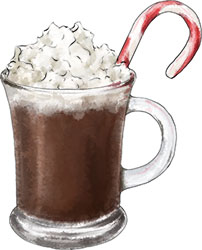 hot chocolate illustration for christmas recipe