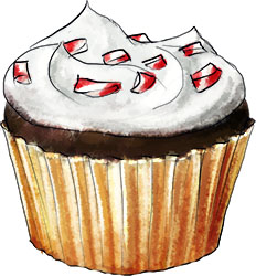 mini cupcake illustration for  Christmas cupcake recipe