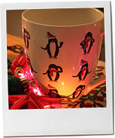 Penguin mug for Christmas rum cocktail recipe