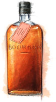 Bourbon illustration for strip steak recipe for superbowl