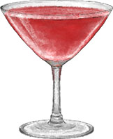 Cosmo illustration for valentines cocktail recipe