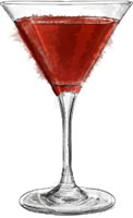 French Martini illustration for valentines cocktail recipes